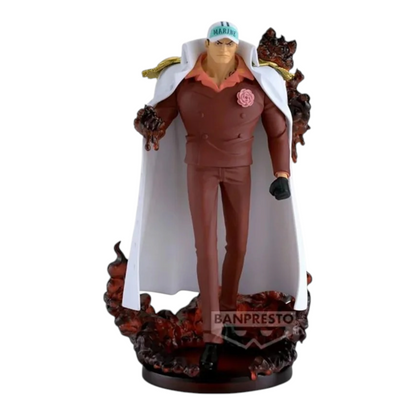 Figurine Sakazuki Akainu Logia Special Edition The Shukko – One Piece, avec effets de lave et cape de la Marine.
