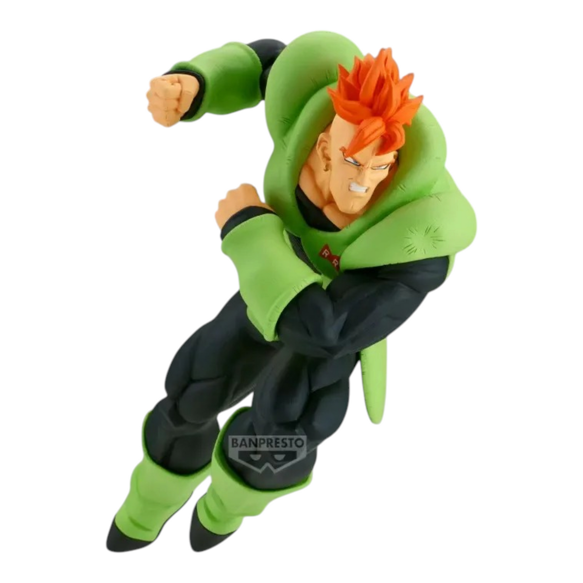 Figurine C-16 Android 16 (VS Cell) Match Makers – Dragon Ball Z, en posture d'attaque dynamique.