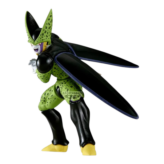 Figurine Cell Forme Parfaite Match Makers vs Son Gohan – Dragon Ball Z, en posture offensive avec ailes déployées.