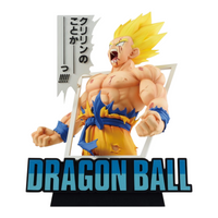 Figurine Goku Super Saiyan Ichiban Kuji Dragon Ball 40th Part 1 Last One Prize – Dragon Ball, avec bulle de dialogue.