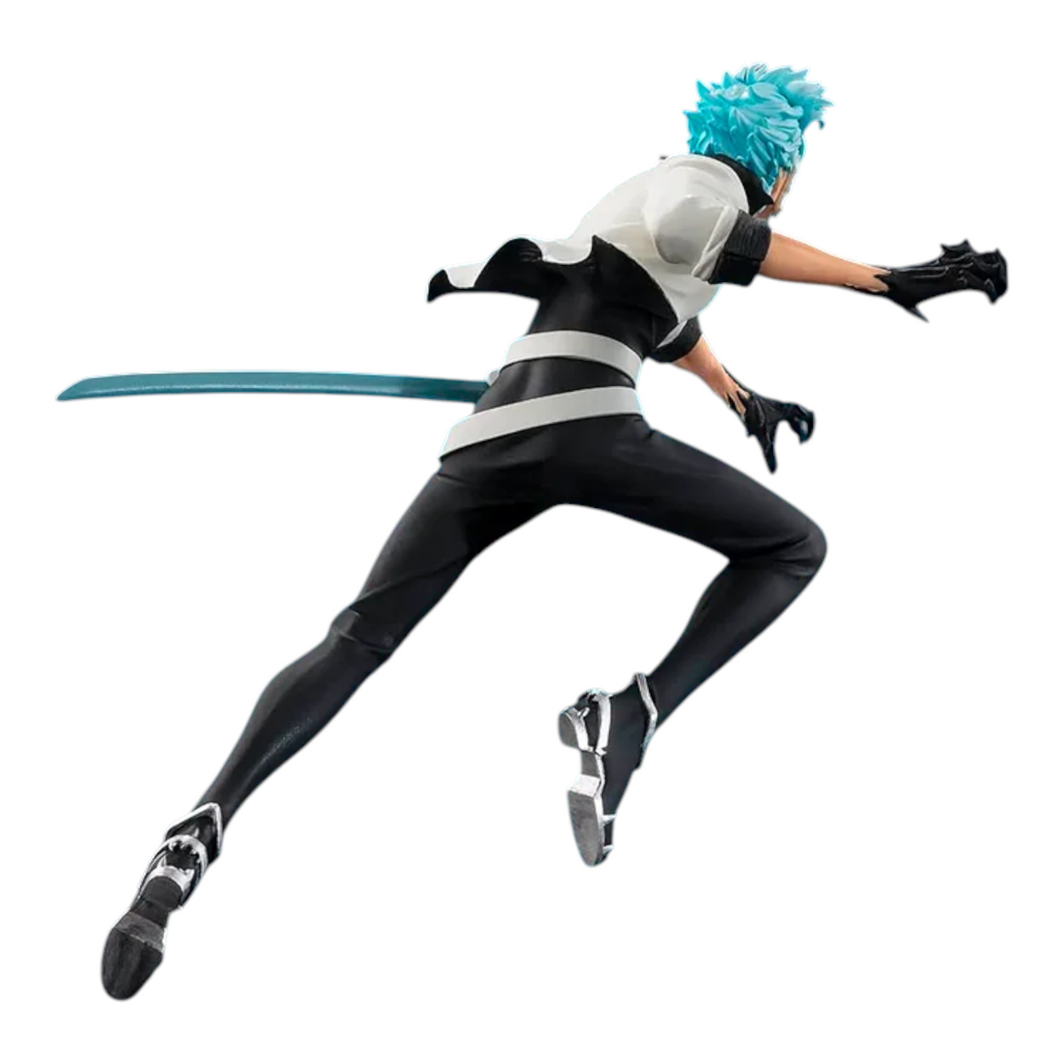 Figurine Grimmjow Jaegerjaques Vibration Stars – Bleach, en posture de combat dynamique bondissant vers l'avant.