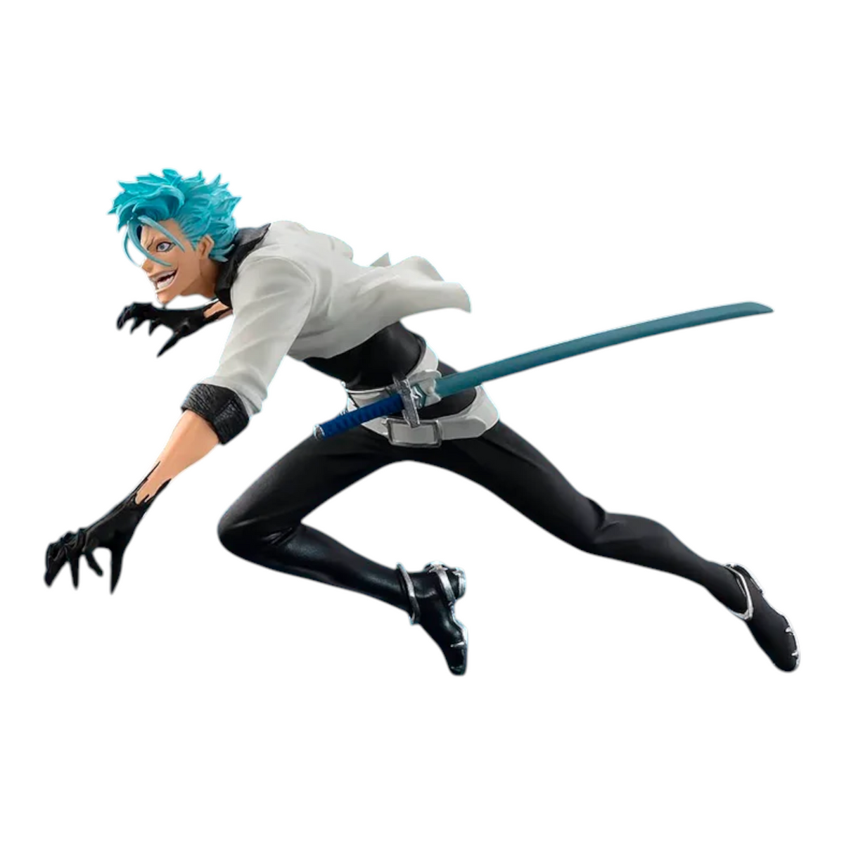 Figurine Grimmjow Jaegerjaques Vibration Stars – Bleach, en posture de combat dynamique avec ses griffes.