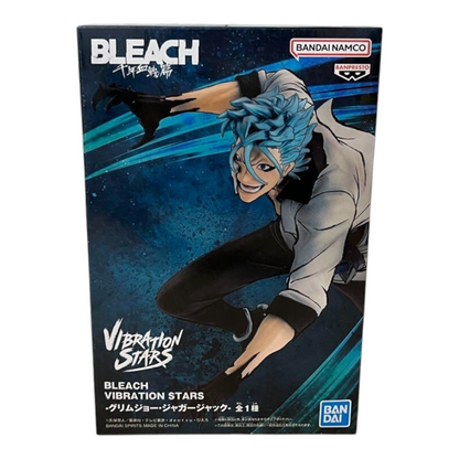 Boîte de la figurine Grimmjow Jaegerjaques Vibration Stars – Bleach avec illustration dynamique du personnage.