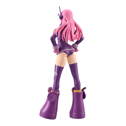 Figurine Jewelry Bonney Egghead The Grandline Series – One Piece, vue de dos en tenue violette futuriste.