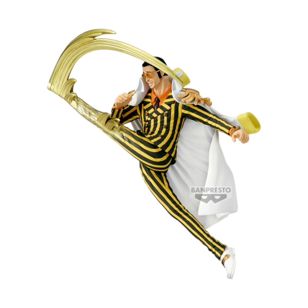 Figurine Borsalino Kizaru Battle Record Collection – One Piece, en pleine attaque avec effet lumineux doré.