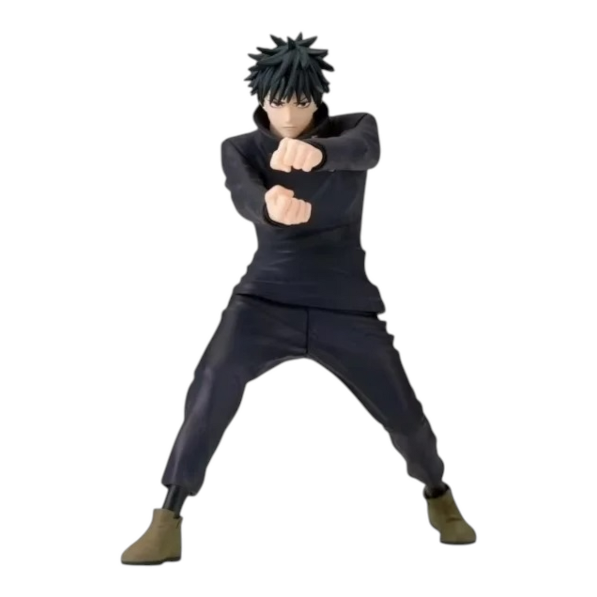 Figurine Megumi Fushiguro Figuno – Jujutsu Kaisen, en posture de combat dynamique avec son uniforme noir.