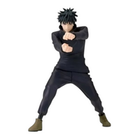 Figurine Megumi Fushiguro Figuno – Jujutsu Kaisen, en posture de combat dynamique avec son uniforme noir.