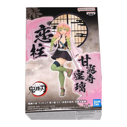 Boîte de la figurine Mitsuri Kanroji Kizuna no Sou EX – Demon Slayer, avec illustration du personnage et calligraphies.