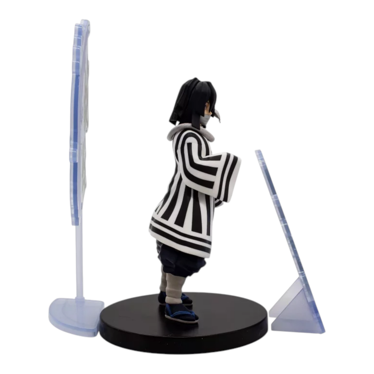 Figurine Obanai Iguro Kizuna no Sou EX – Demon Slayer, vue de profil avec ses panneaux décoratifs et son serpent Kaburamaru.