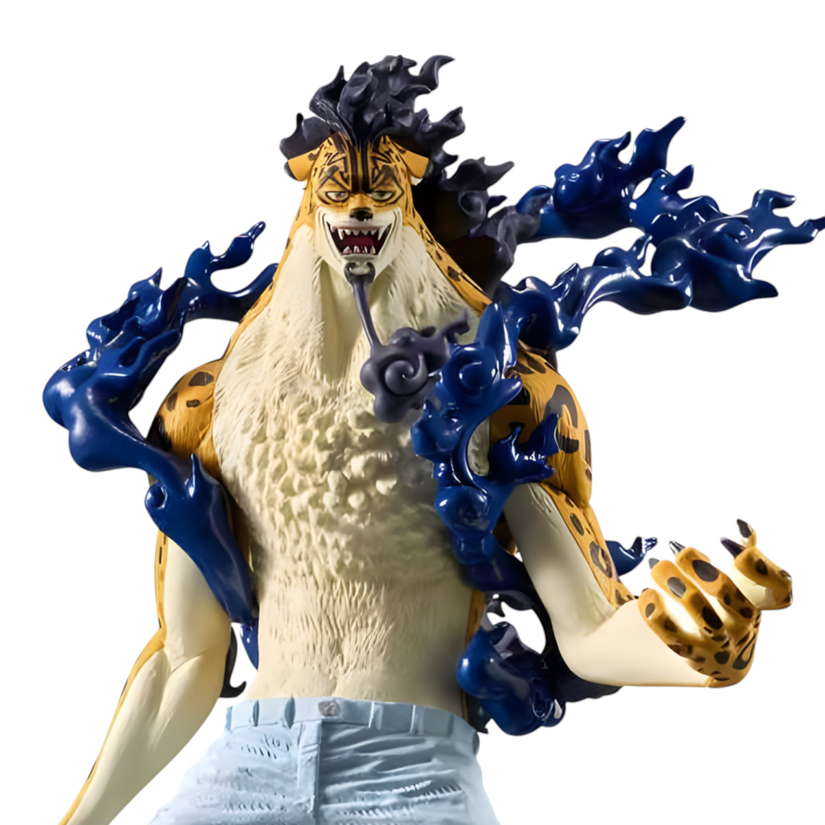Figurine Rob Lucci Awakening ver. King of Artist – One Piece, personnage en forme léopard entouré d'une aura sombre.