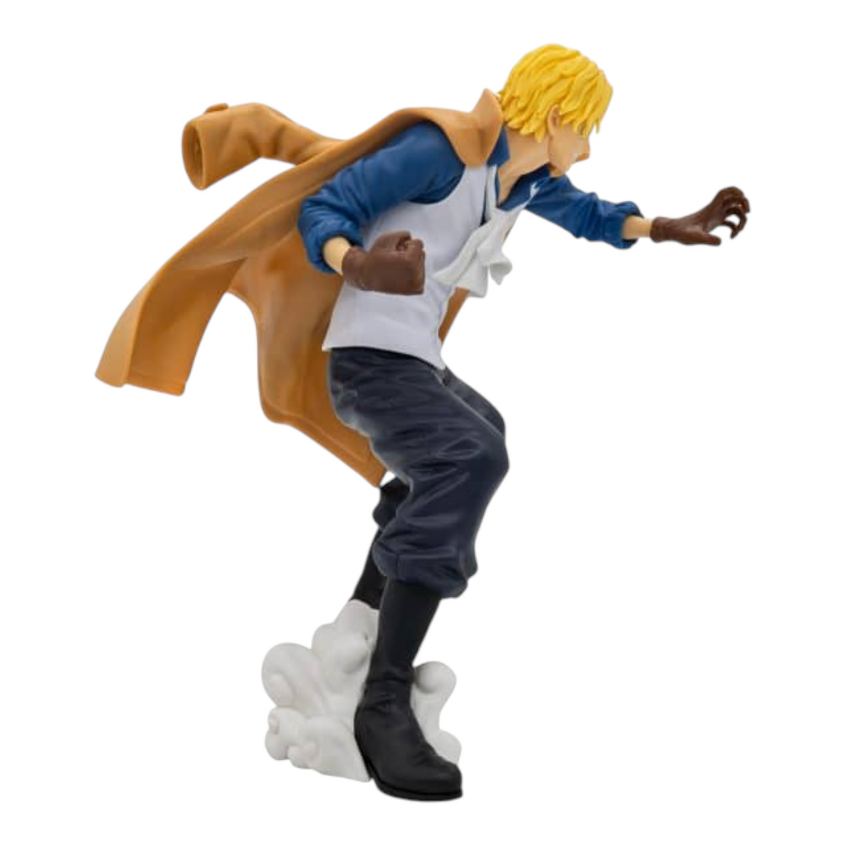 Figurine Sabo Grandista – One Piece, en posture de combat dynamique avec son manteau brun flottant au vent.