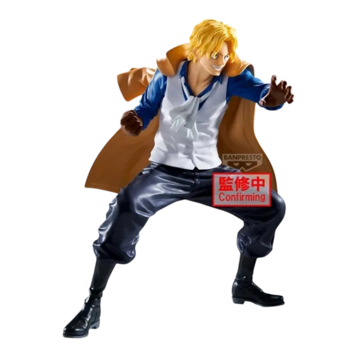 Figurine Sabo Grandista – One Piece, en posture de combat dynamique avec son manteau brun flottant.