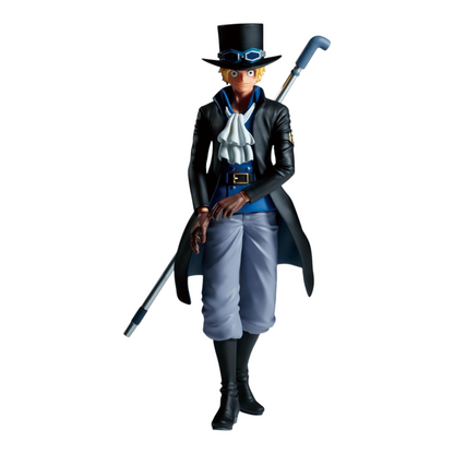 Figurine Sabo The Shukko – One Piece, debout avec son chapeau haut-de-forme et son tuyau métallique sur l'épaule.