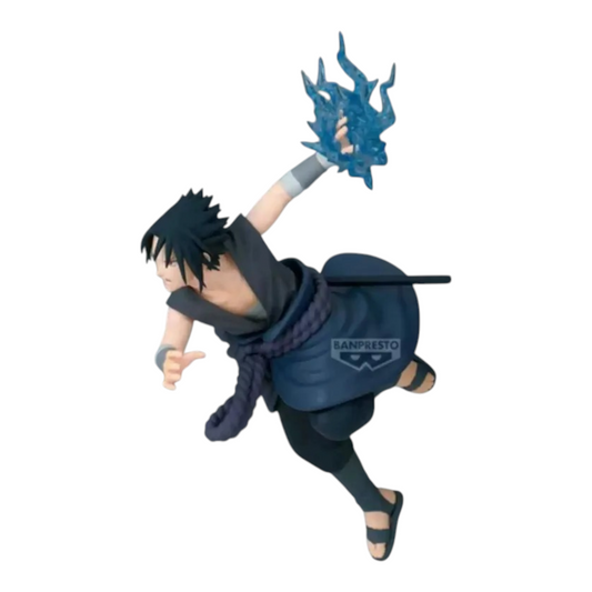 Figurine Sasuke Uchiha GiGO Exclusive Banpresto – Naruto Shippuden, en posture de combat avec effet Chidori bleu.