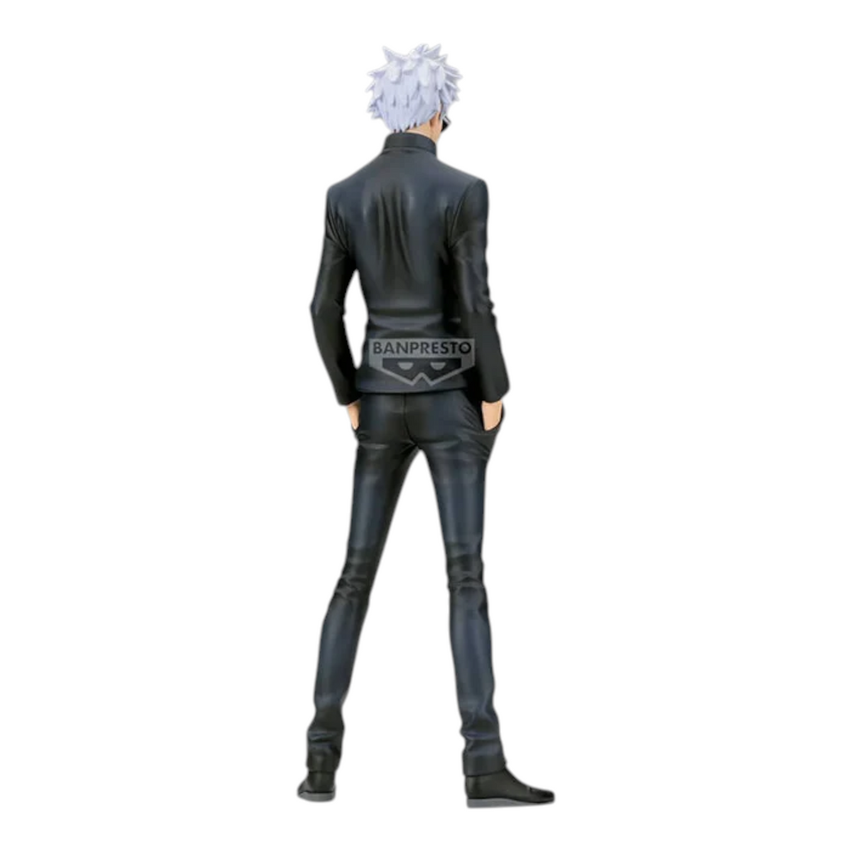 Figurine Satoru Gojo Special Ver. King of Artist – Jujutsu Kaisen, vue de dos en uniforme noir.