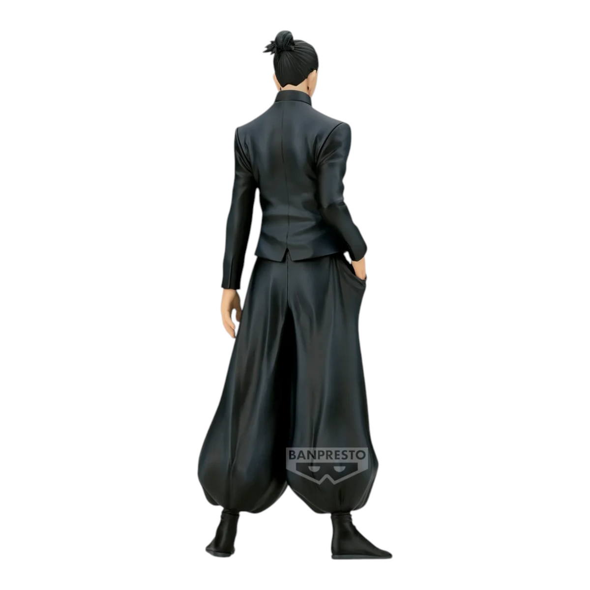 Figurine Suguru Geto Special Ver. King of Artist – Jujutsu Kaisen, vue de dos montrant son uniforme noir.