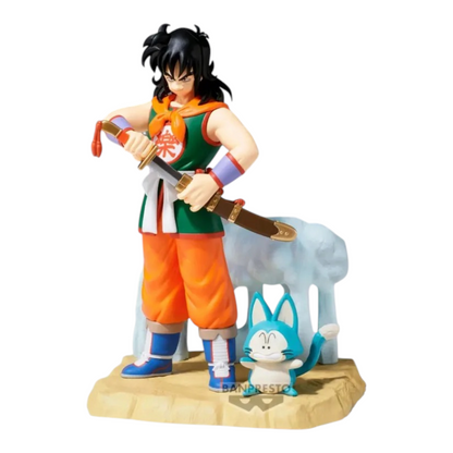 Figurine Yamcha avec Puerh History Box – Dragon Ball, debout avec son sabre sur un socle désertique.