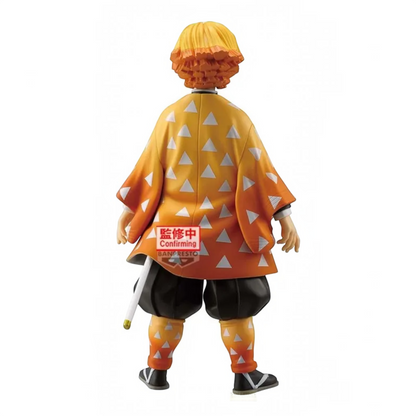 Figurine Zenitsu Agatsuma Grandista – Demon Slayer, vue de dos montrant son haori jaune à motifs triangulaires.